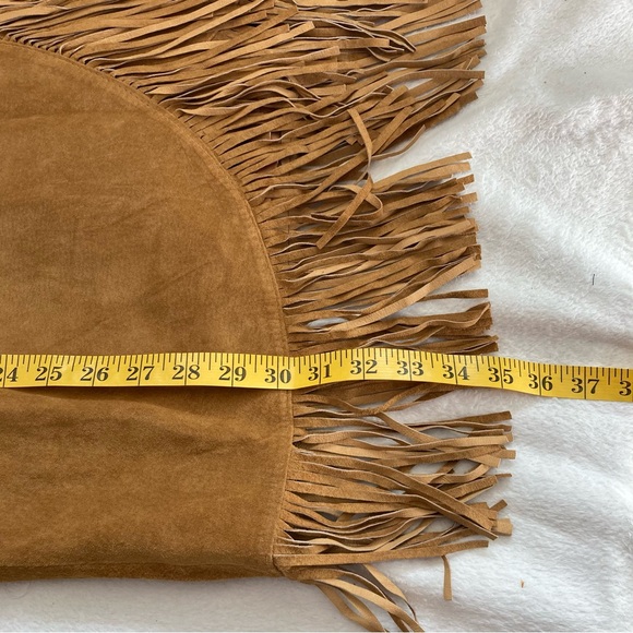 Vintage Lew Magram Collection Western Leather Suede Finge Wrap Midi Skirt sz 14 - Picture 10 of 13